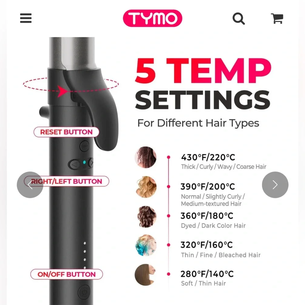New TYMO ROTA AUTOMATIC Ionic Rotating curling Iron.  1.25” Titanium Barrel.